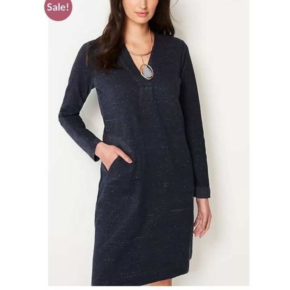 J.Jill Pure Jill Patch-Pocket V-Neck Navy Dress  Every Week Dress Size Large - Picture 12 of 13